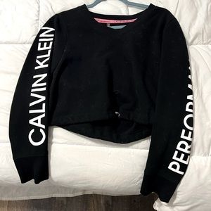 Cropped Black Calvin Klein with adjustable string in the front -Size small